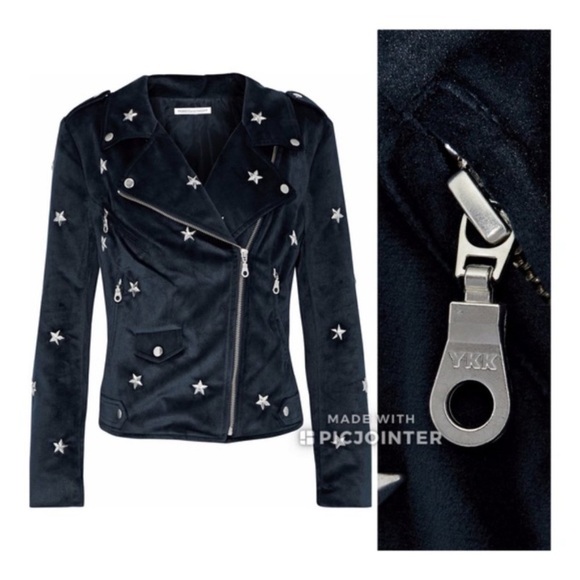 Rebecca Minkoff Jackets & Blazers - NWT Rebecca Minkoff Wes Moto Jacket Blue Velour XS Velvet Studded Stars